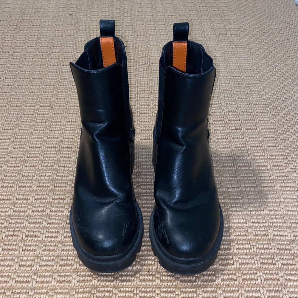 French Connection Black Vegan Leather Ankle Boots Size 7